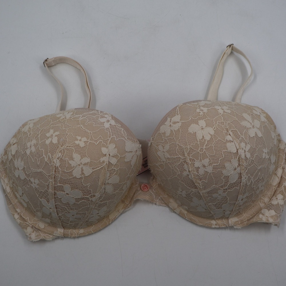 Victoria's‎ Secret Dream Angels Push Up Bra Womens 36D Beige Floral Lace Padded